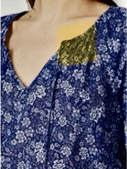 Parker Blue And White Floral V-Neck Top